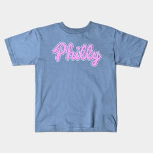 Pink Retro Philly Script Throwback Philly Fan Favorite Kids T-Shirt